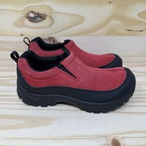LANDS' END® Women's Slip-On Red Suede Comfort Clogs 237908 Size 7